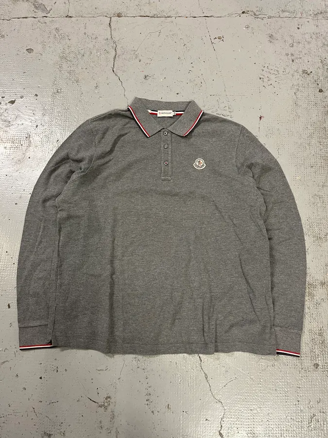 Moncler Tricolor Colar Grey Longsleeve Polo - Image 4