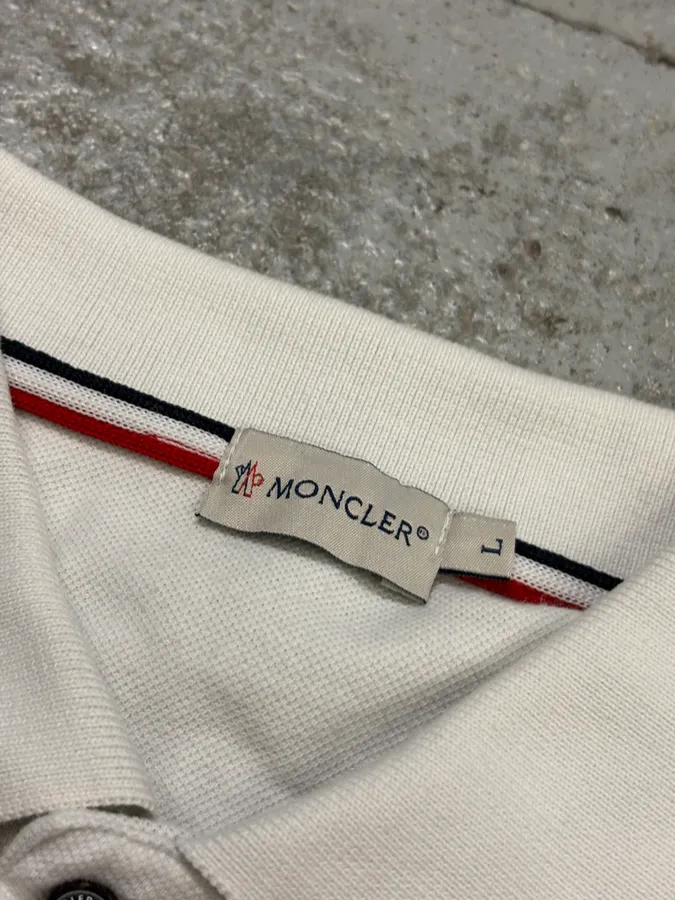 Moncler White Frenchie Striped Polo - Image 9