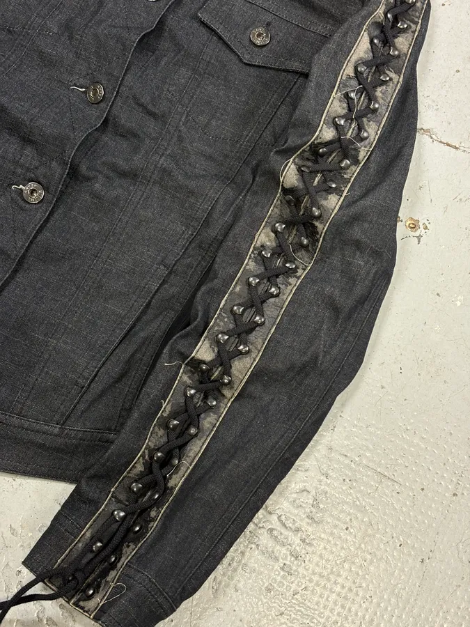 Moschino Avant-Garde Laced Denim Sleeve Denim Jacket - Image 11