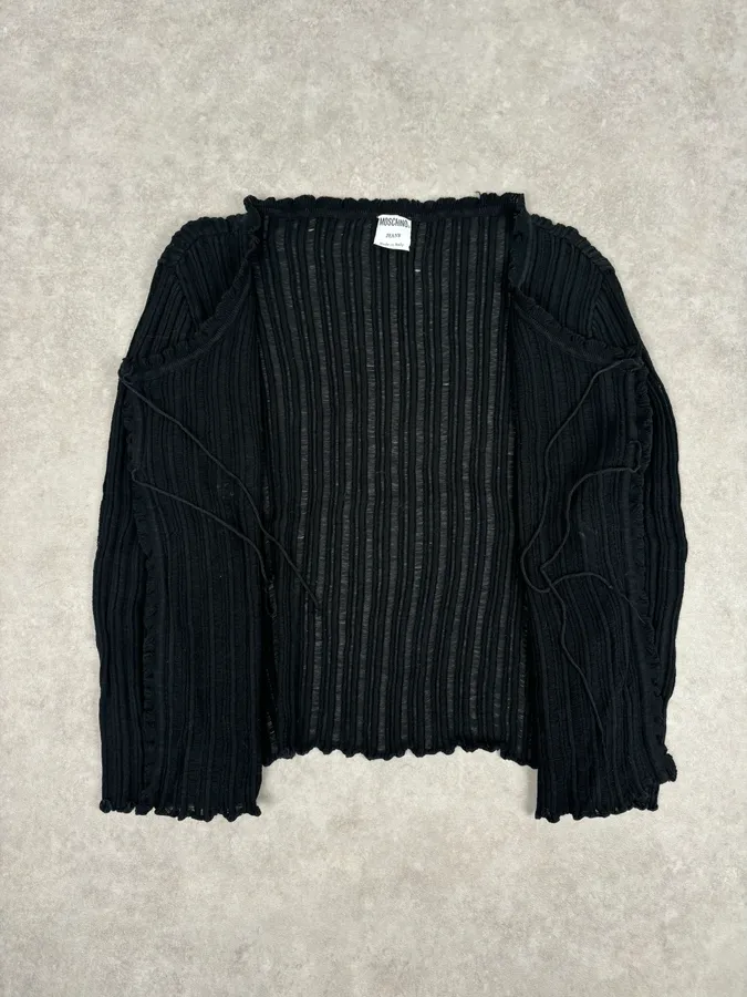 Moschino Black Ribbed Knit Cardigan Sweater - Image 7