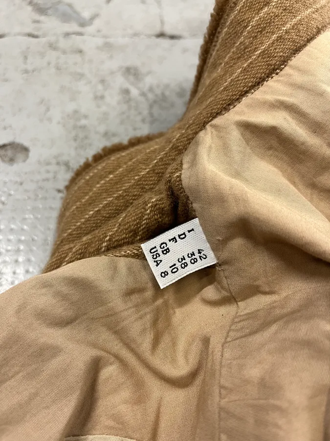 Moschino Camel Wool Stripes Brown Jacket - Image 10