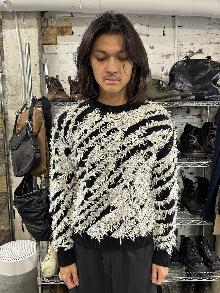 Moschino Couture Black & White Long Wool Texture Sweater - Image 2