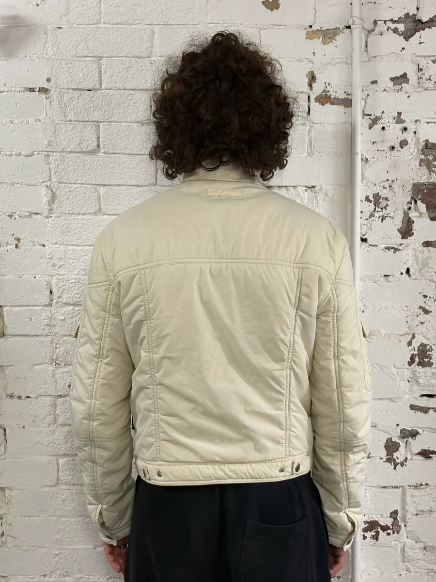 Moschino Cream Nylon Quilted Cargo Bomber Jacket - Image 2