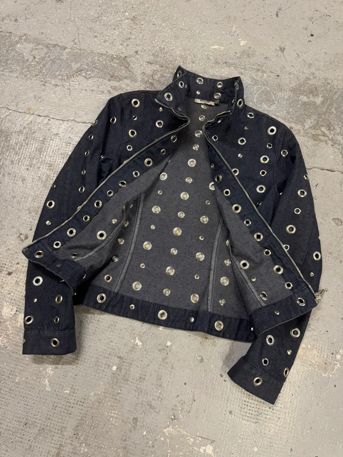 Moschino Eyelet Punk Holes Denim Jacket - Image 2
