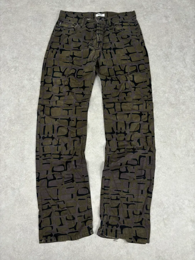 Moschino Khaki Cotton Abstract World Denim Jeans