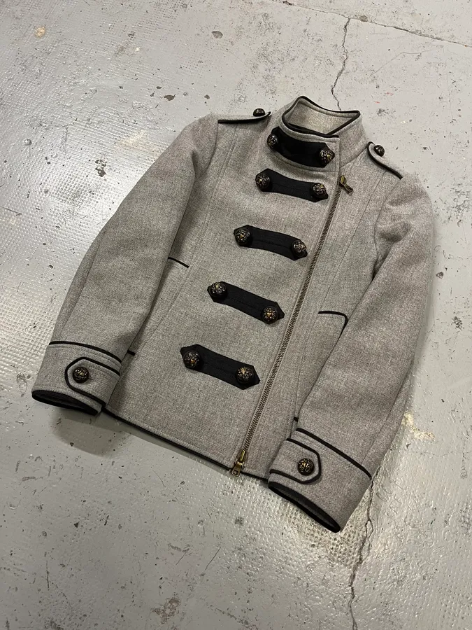 Moschino Officer Double-Breasted Grey Wool Jacket - Image 4