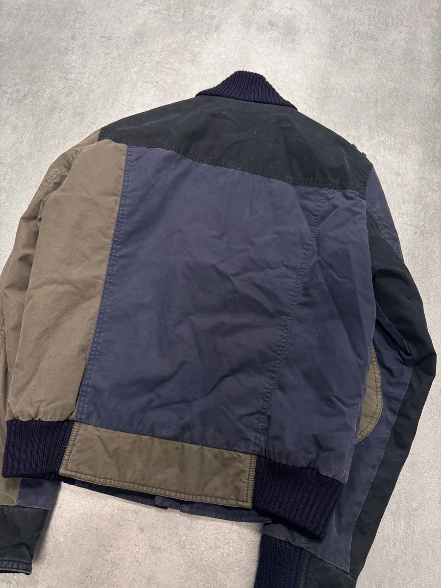 Moschino Patchwork Bomber Navy Black Khahi Jacket - Image 5