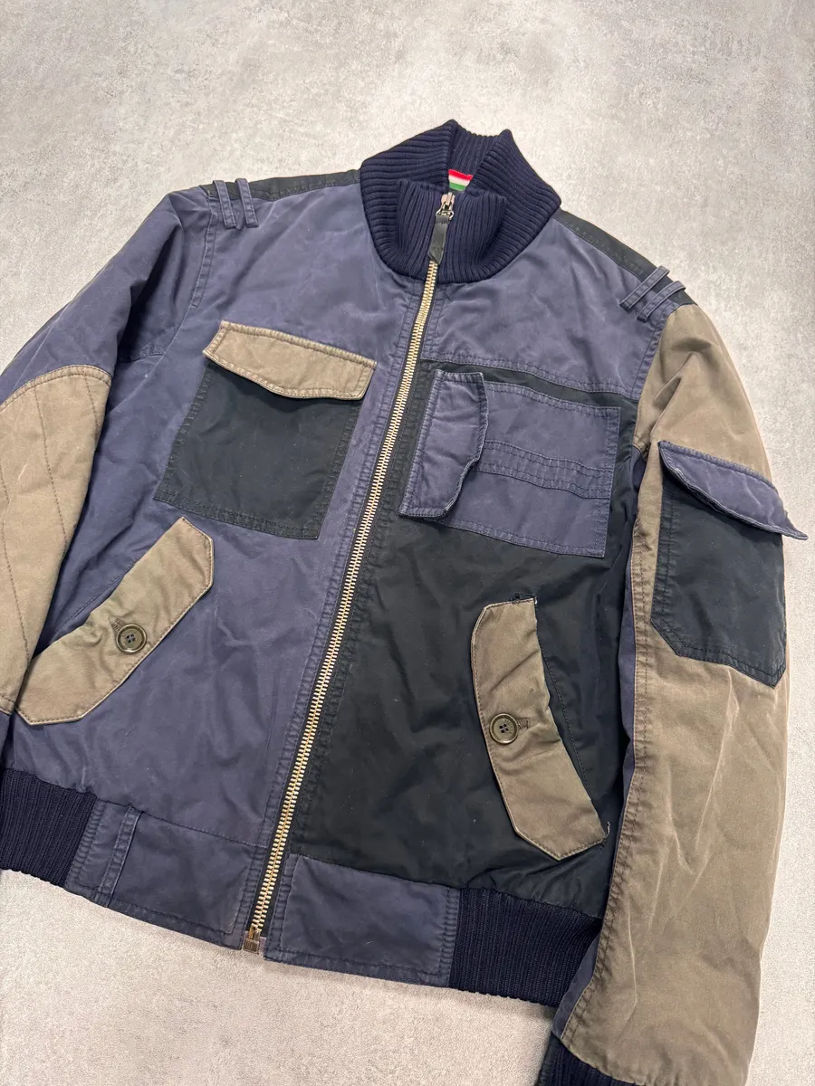 Moschino Patchwork Bomber Navy Black Khahi Jacket - Image 8