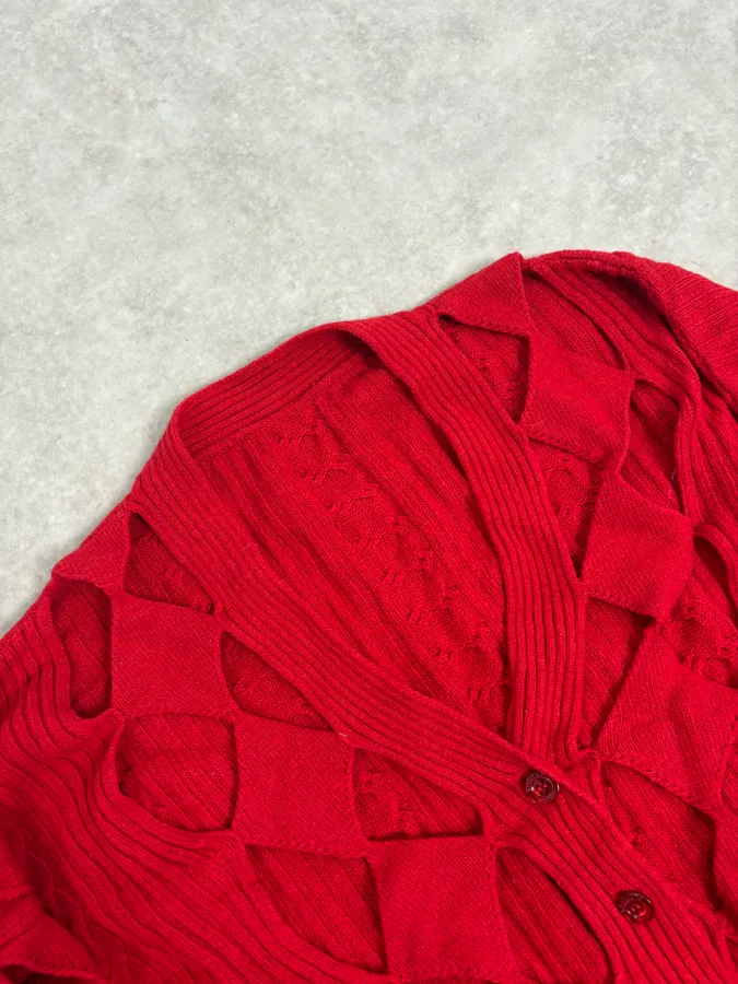 Moschino Perfored Red Geometrical Cardigan - Image 5