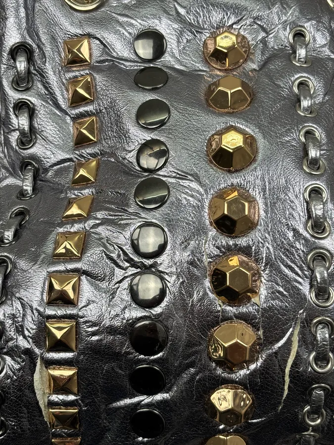 Moschino Silver Leather Studded Handle Bag - Image 15