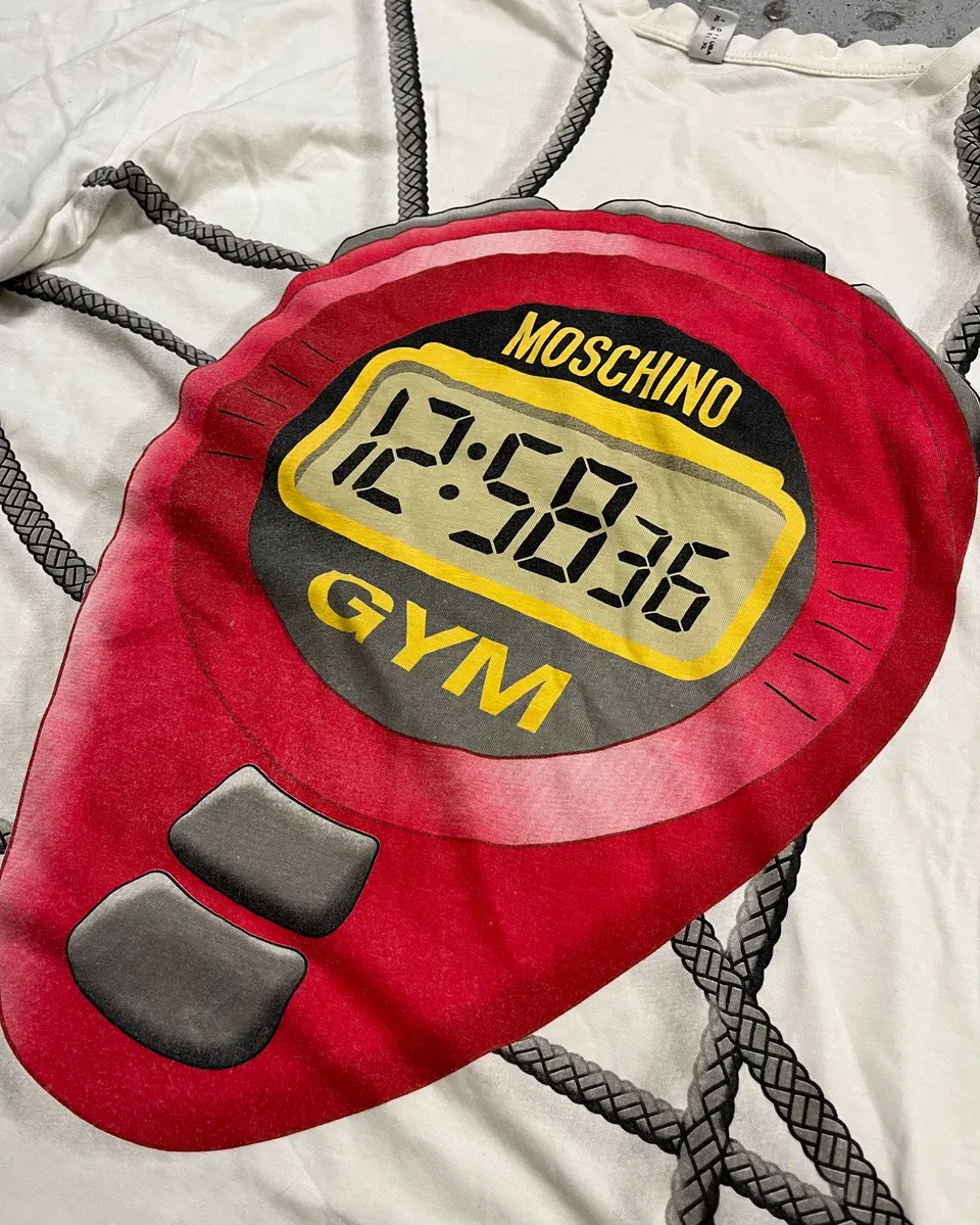 Moschino White Stopwatch Gym Sport T-Shirt - Image 7