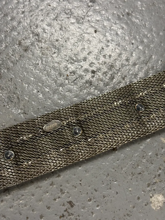 Nanni Silver Leather Rhinestone Contemporary Belt - Image 8