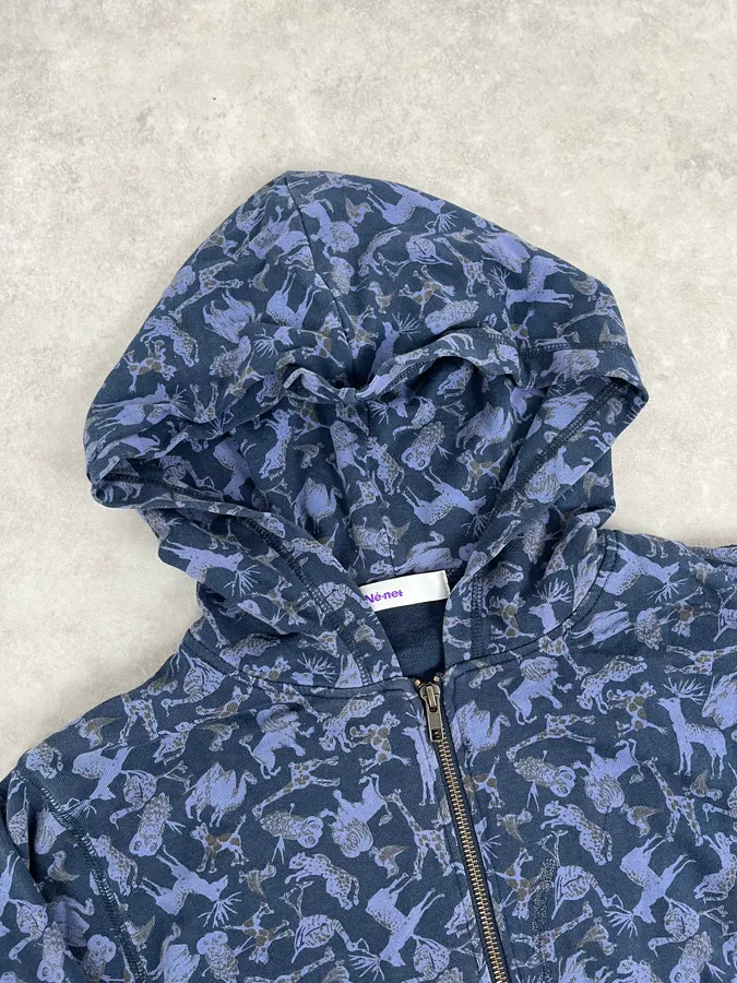 Ne-Net Navy Blue Animals Savage Japanese Zip-up Hoodie - Image 4