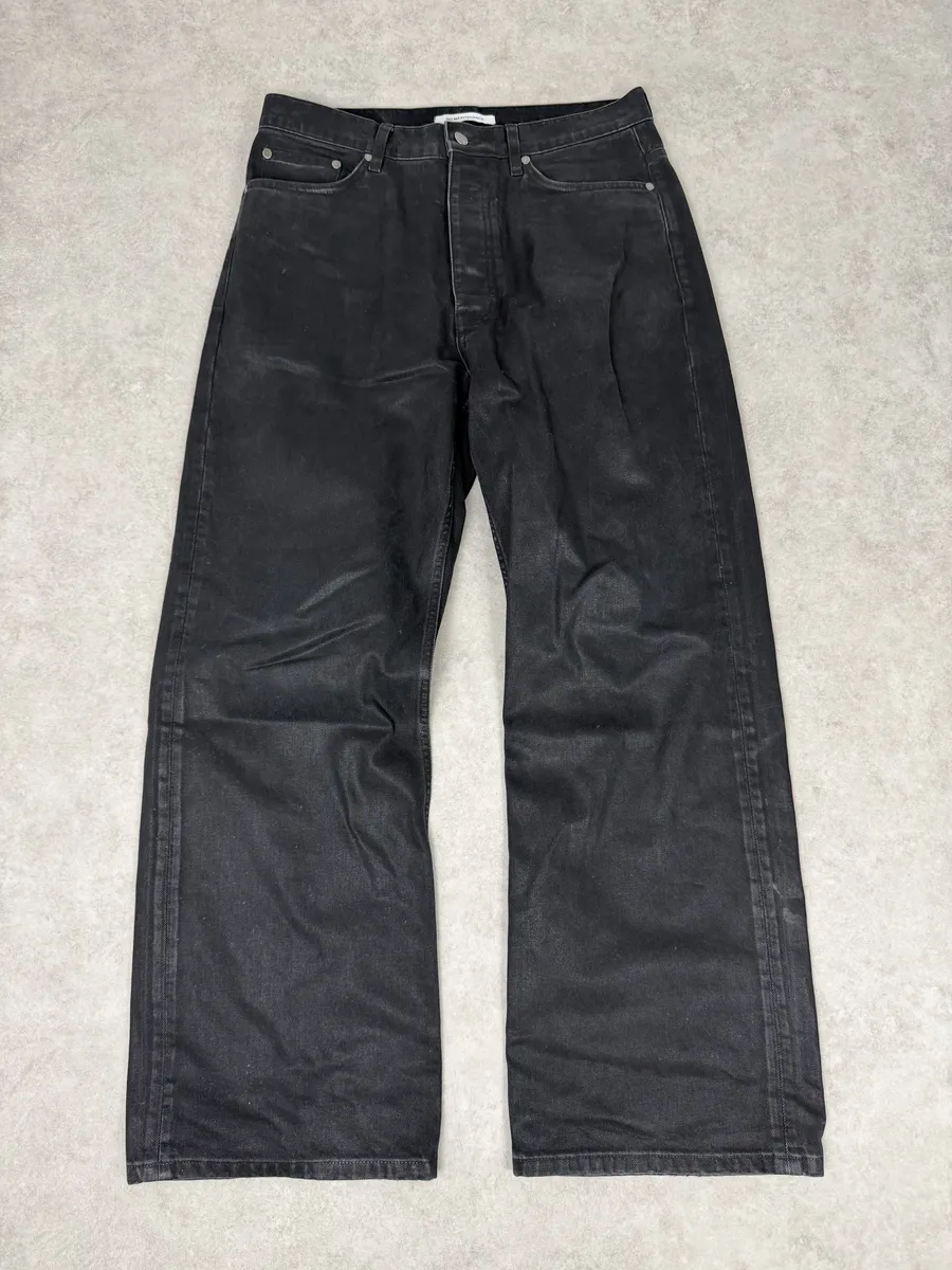 No Maintenance Black Waxed Effect Flared Pants