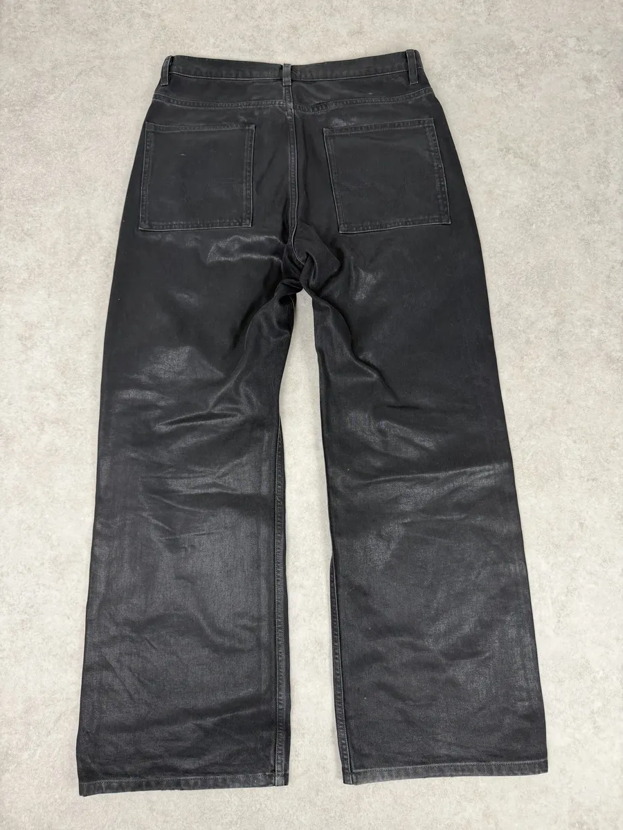 No Maintenance Black Waxed Effect Flared Pants - Image 2