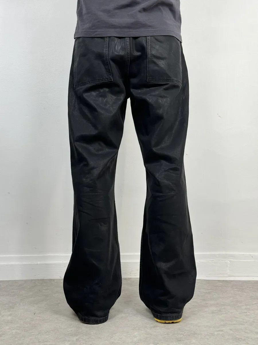 No Maintenance Black Waxed Effect Flared Pants - Image 4