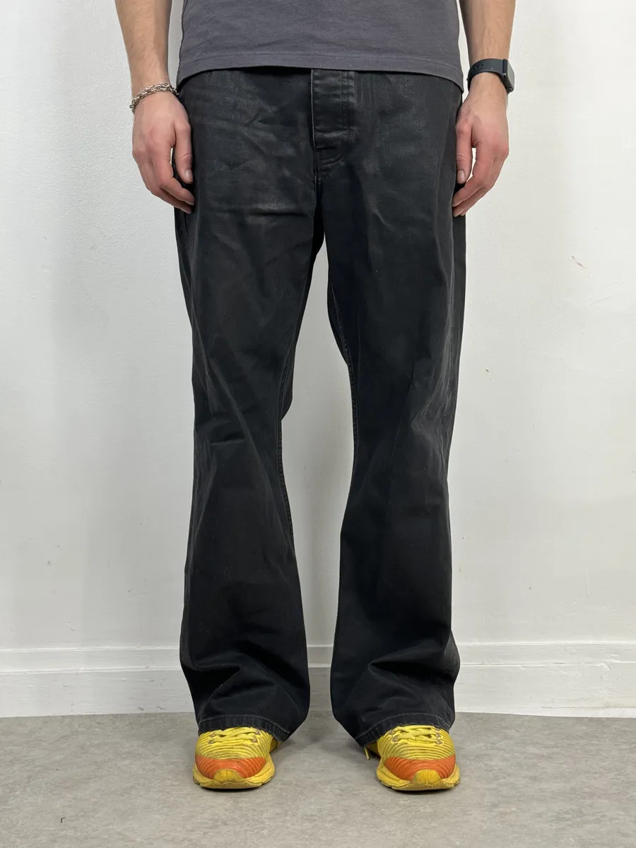 No Maintenance Black Waxed Effect Flared Pants - Image 5