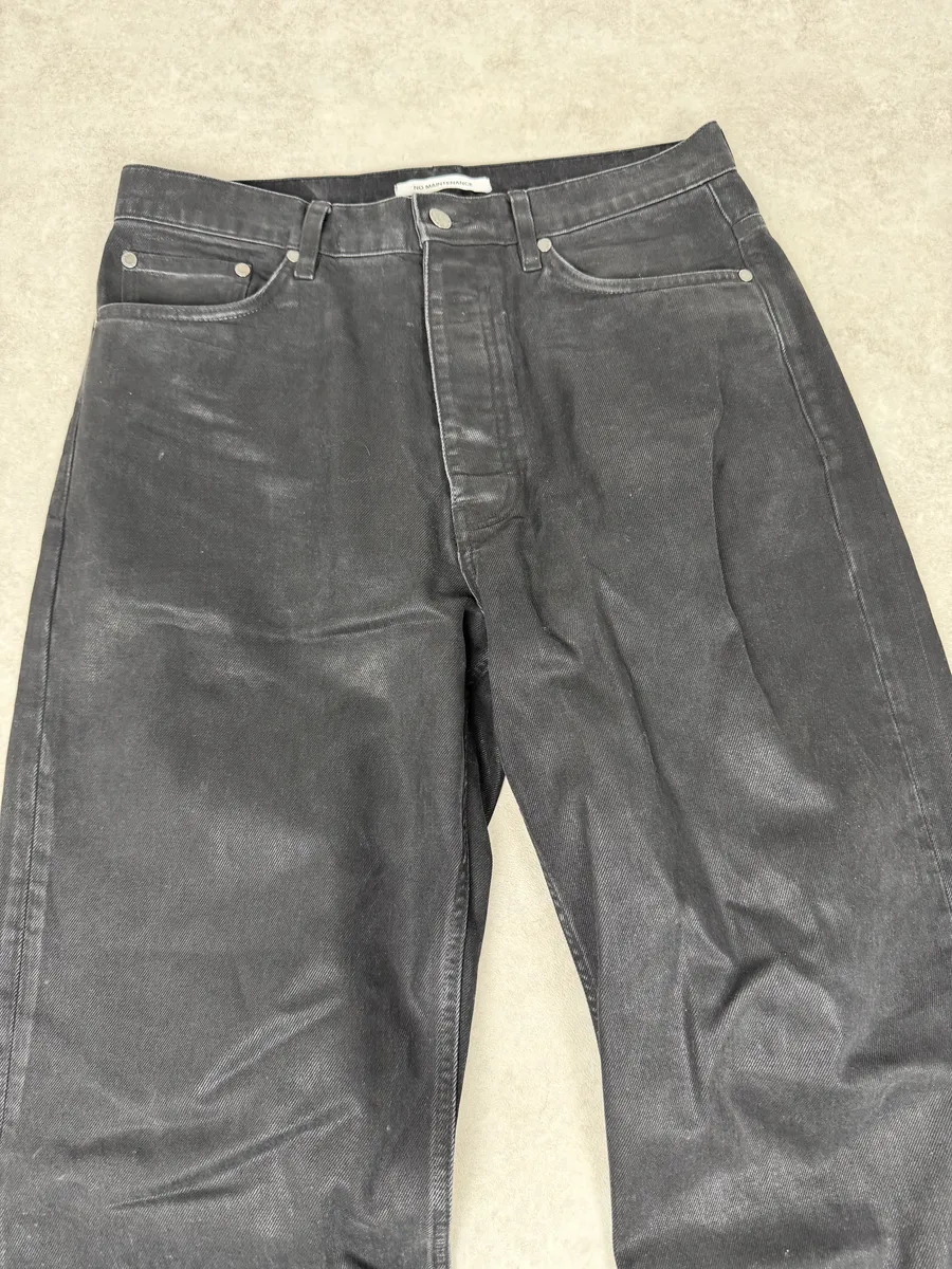 No Maintenance Black Waxed Effect Flared Pants - Image 6