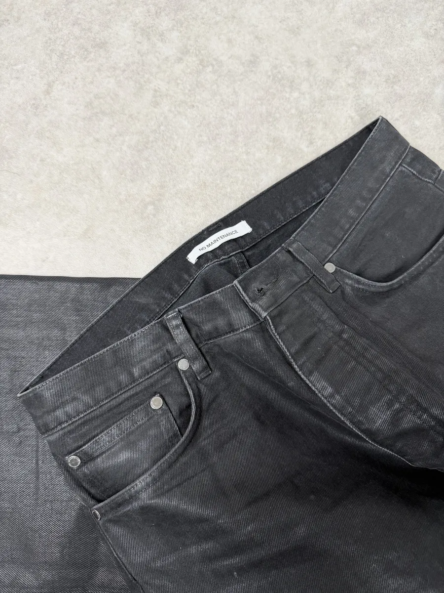 No Maintenance Black Waxed Effect Flared Pants - Image 8