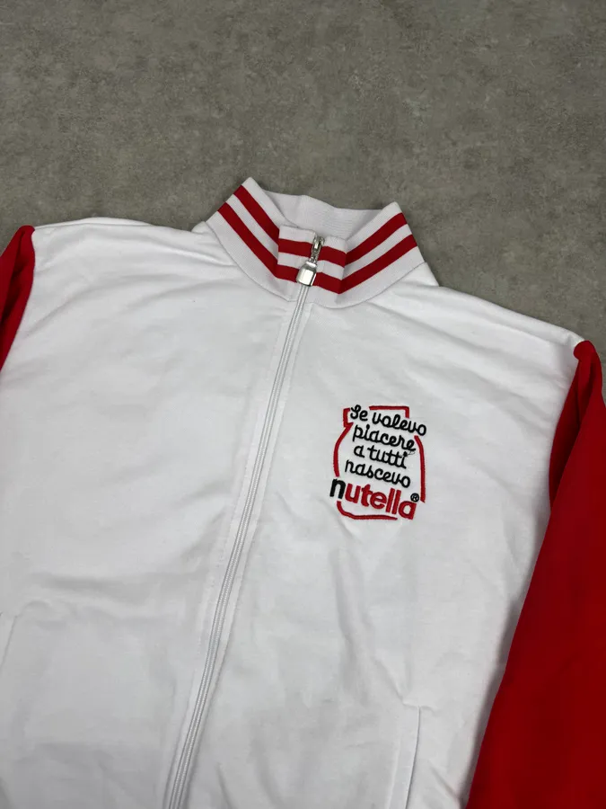 Nutella White & Red Merch Embroidered Logo Zip-Up Sweater - Image 5