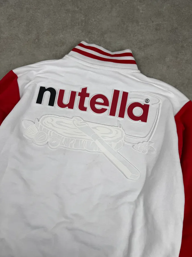 Nutella White & Red Merch Embroidered Logo Zip-Up Sweater - Image 7