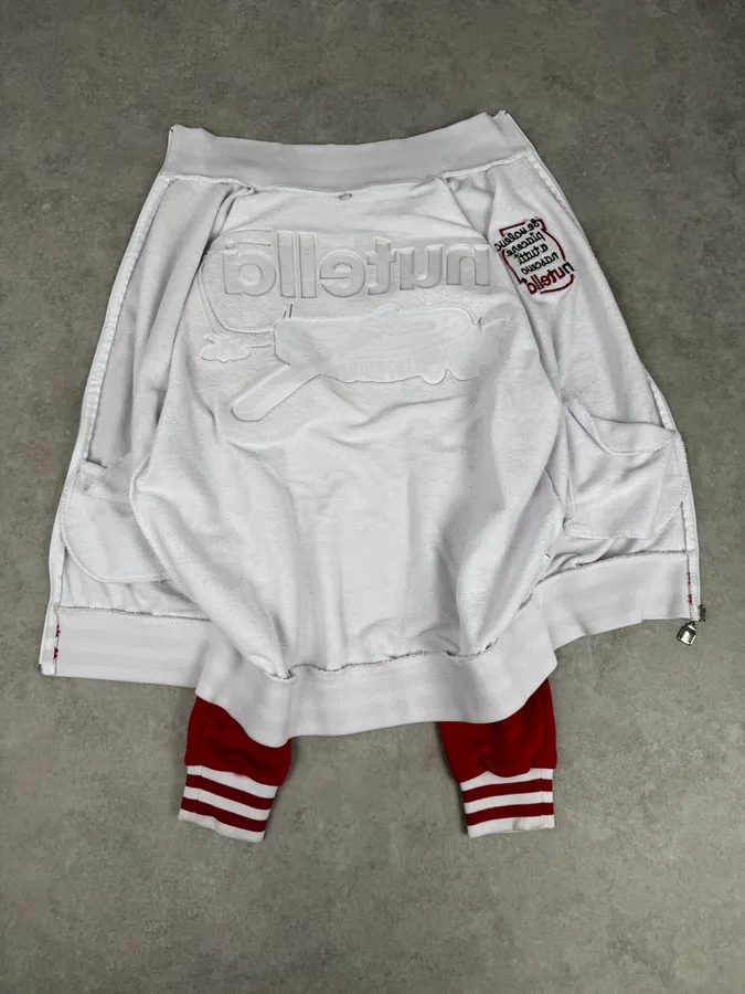 Nutella White & Red Merch Embroidered Logo Zip-Up Sweater - Image 8