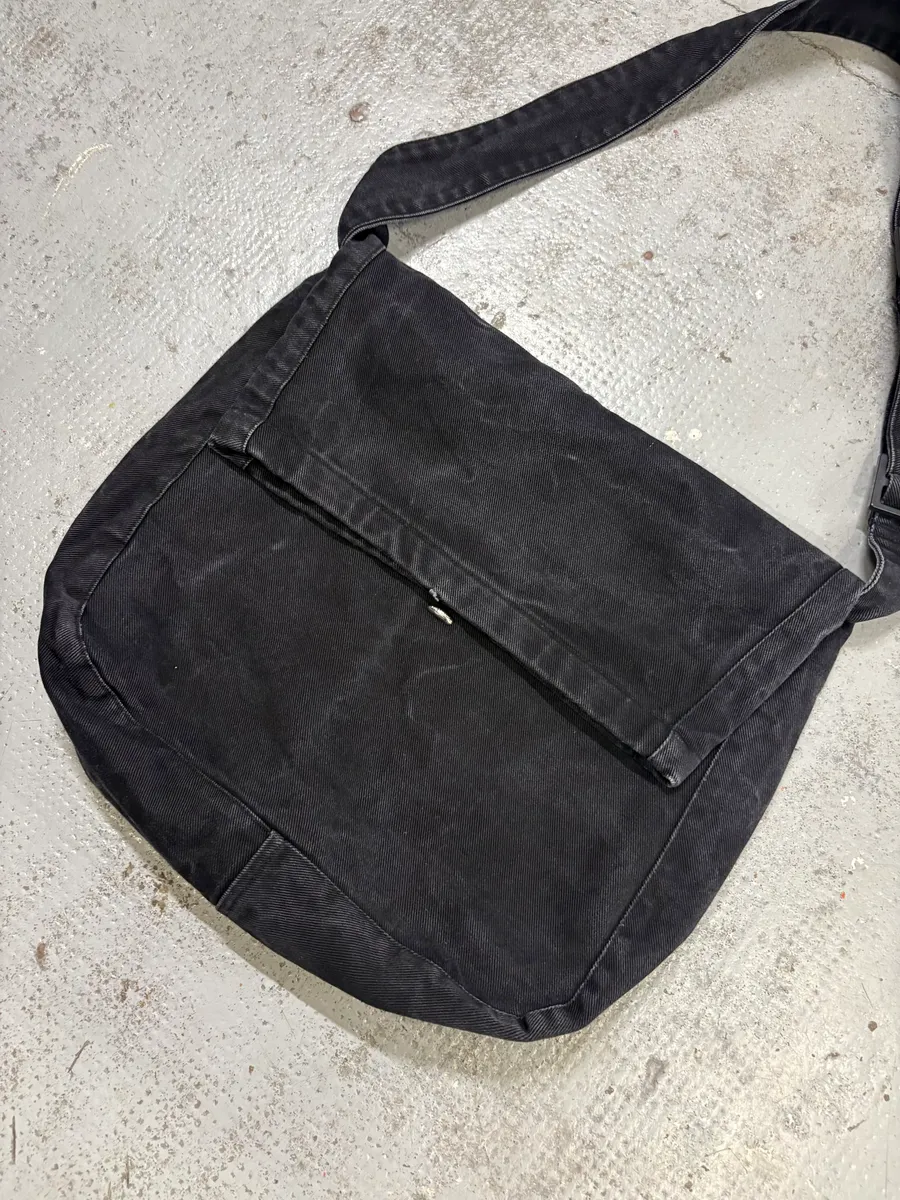 Our Legacy Black Denim Washed Shoulder Bag - Image 4