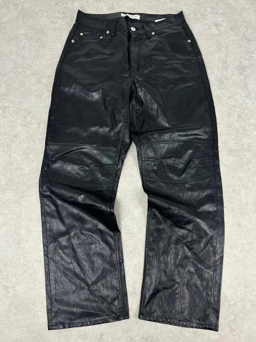 Our Legacy Black Faux Leather Formal Moto Cut Pants