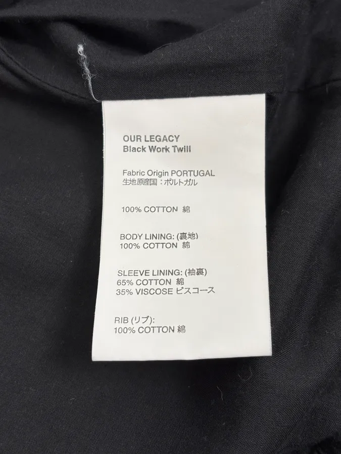 Our Legacy Black Work Twill Classy Zip-up Worker Jacket - Image 11