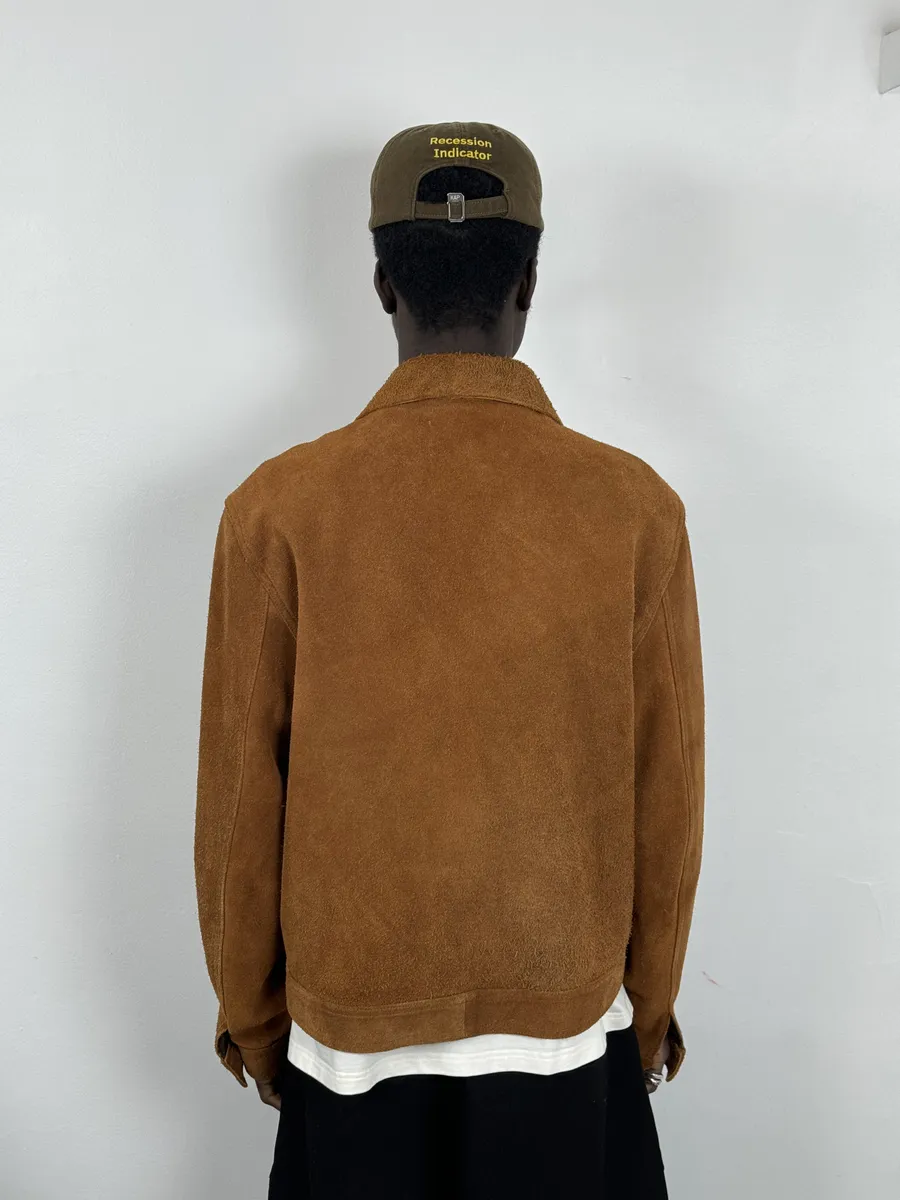Our Legacy Brown Heavy Suede Leather Buttoned Jacket - Image 2