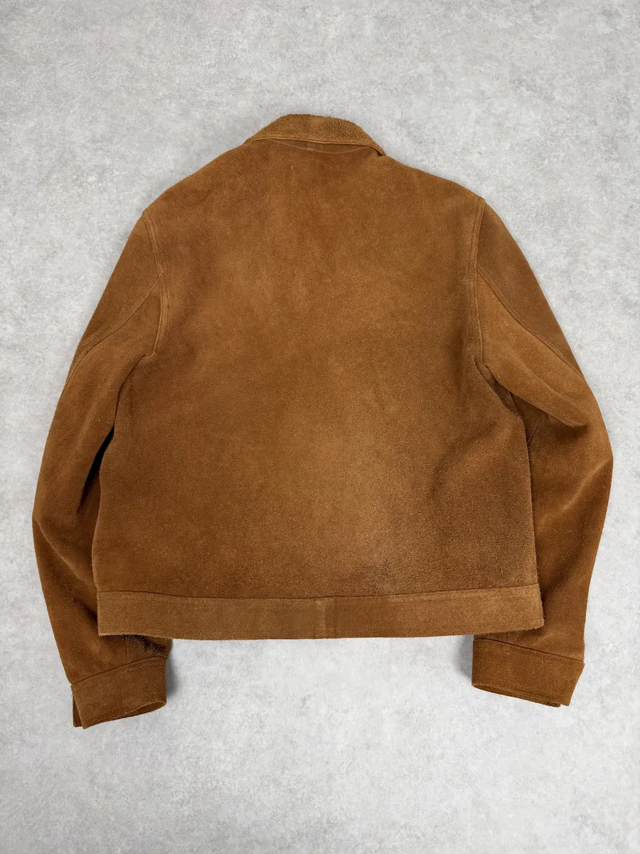 Our Legacy Brown Heavy Suede Leather Buttoned Jacket - Image 4