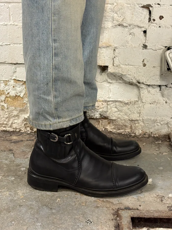 Paciotti Black Leather Harness Chelsea Boots - Image 3
