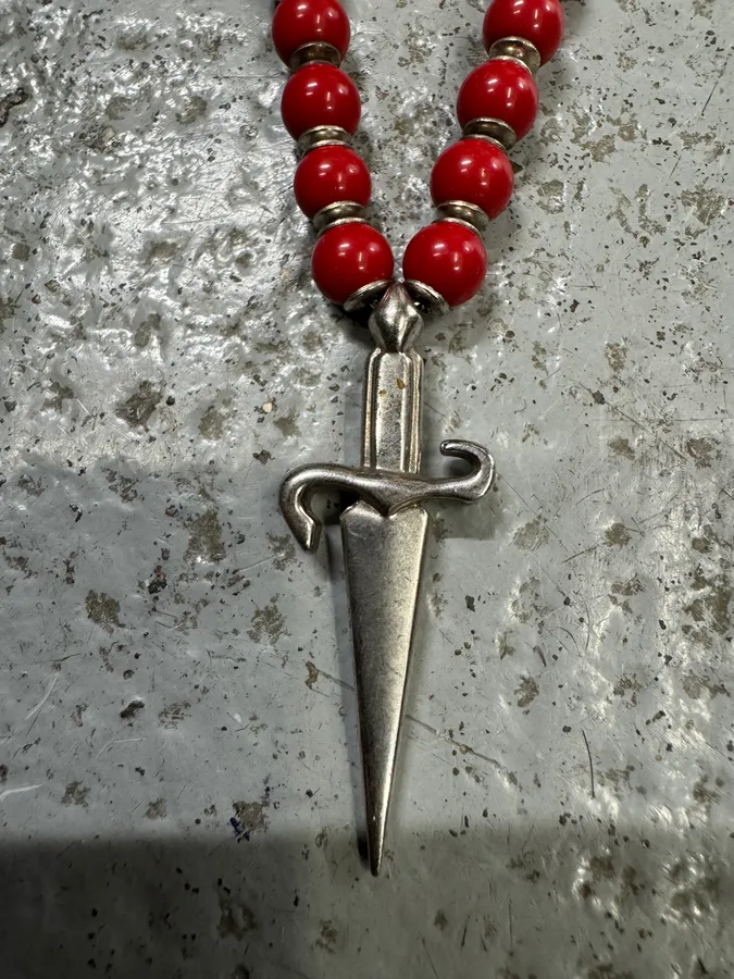 Paciotti Red Beaded Silver Clasp Necklace - Image 5