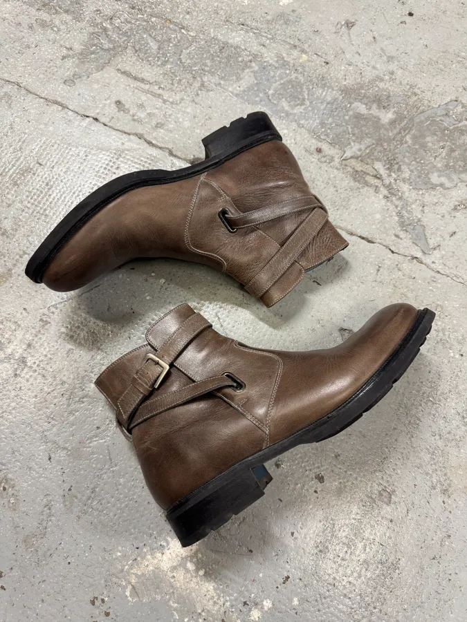Paraboot Brown Jodhpur Ankle Biker Leather Boots - Image 4
