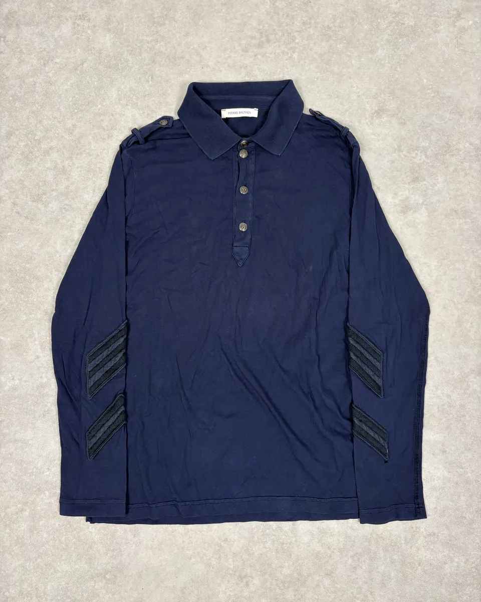 Pierre Balmain Navy Buttoned Longsleeves Polo Shirt