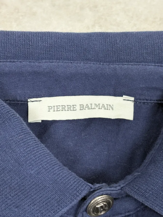 Pierre Balmain Navy Buttoned Longsleeves Polo Shirt - Image 11