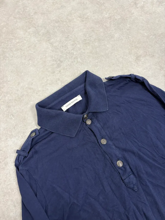 Pierre Balmain Navy Buttoned Longsleeves Polo Shirt - Image 5