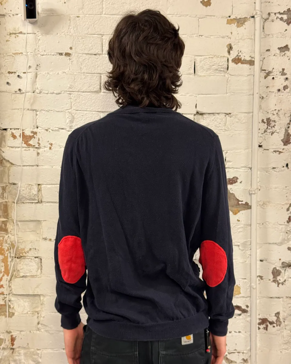 Pierre Balmain Navy & Orange Contrast Stitch Cardigan - Image 3