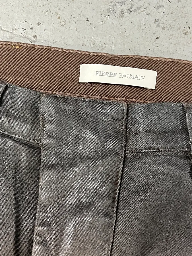 Pierre Balmain Waxed Brown Denim Jeans - Image 10