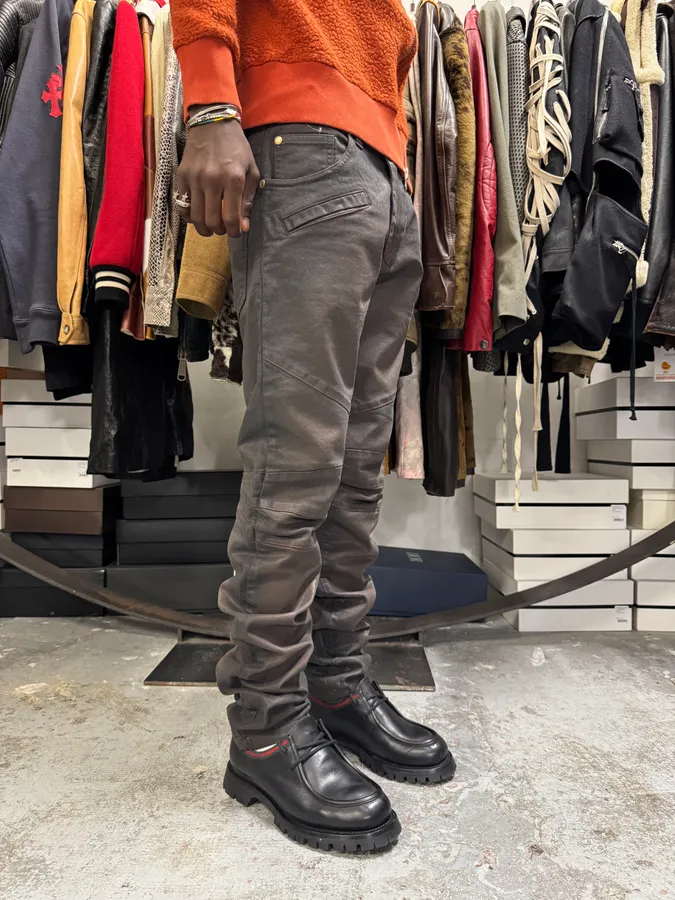 Pierre Balmain Waxed Brown Denim Jeans - Image 3