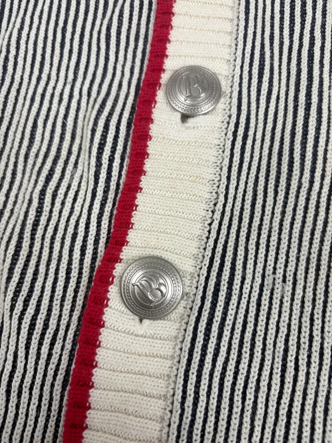 Pierre Balmain White & Grey Hooded Buttoned Cardigan Sweater - Image 7