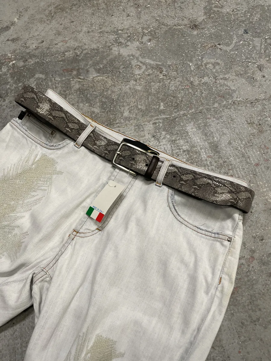 Pierre Cardin Grey Snakeskin Effect Leather Belt