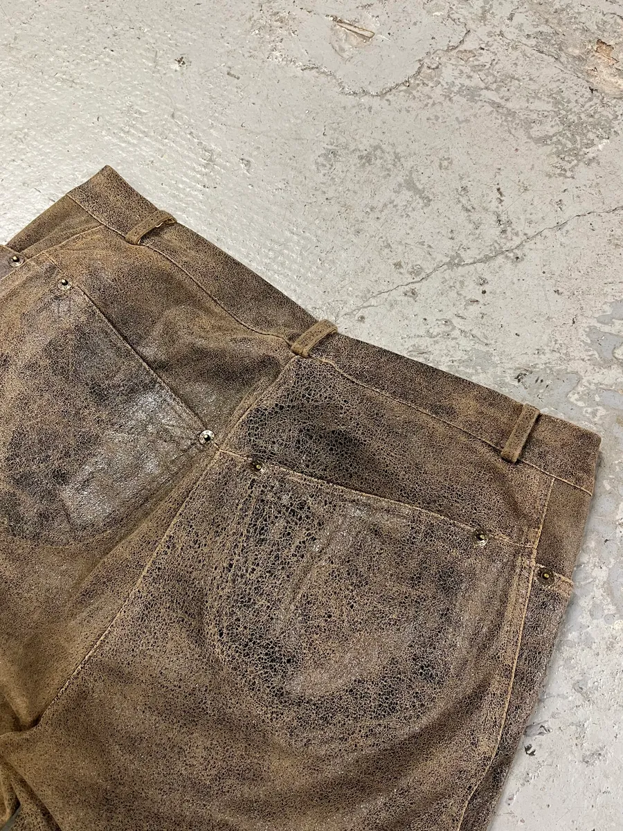 Plein Sud Distressed Leather Pants - Image 7