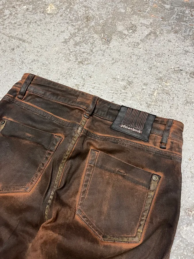 Plein Sud Waxed Burnt Copper Skinny Jeans - Image 6