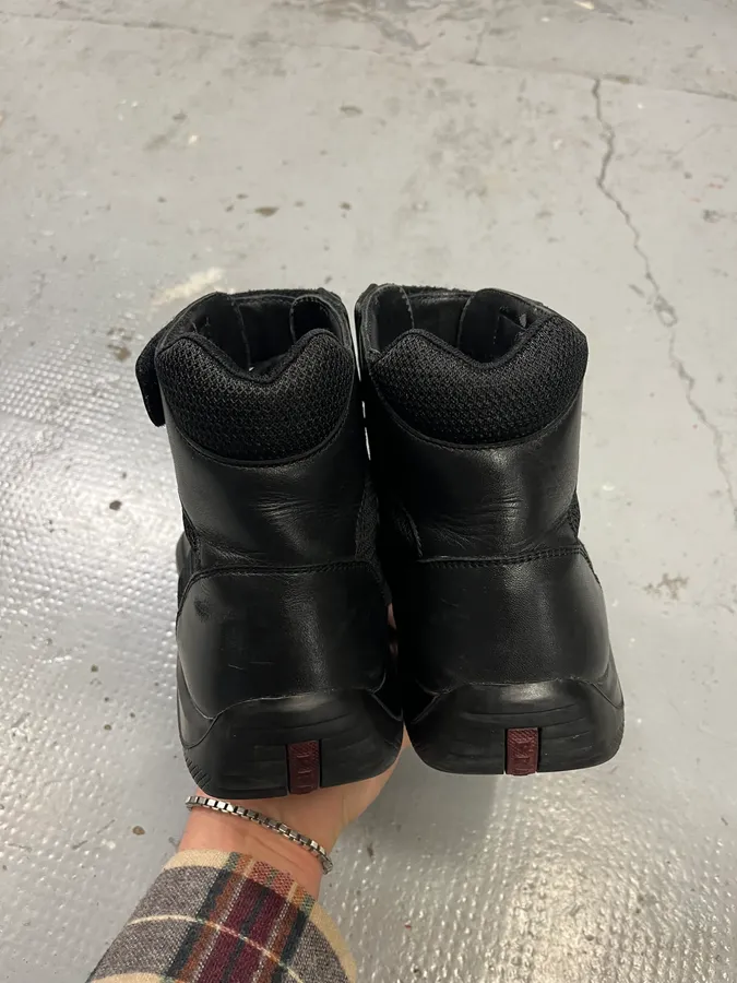 Prada America’s Cup Black Patent High Sneakers - Image 6