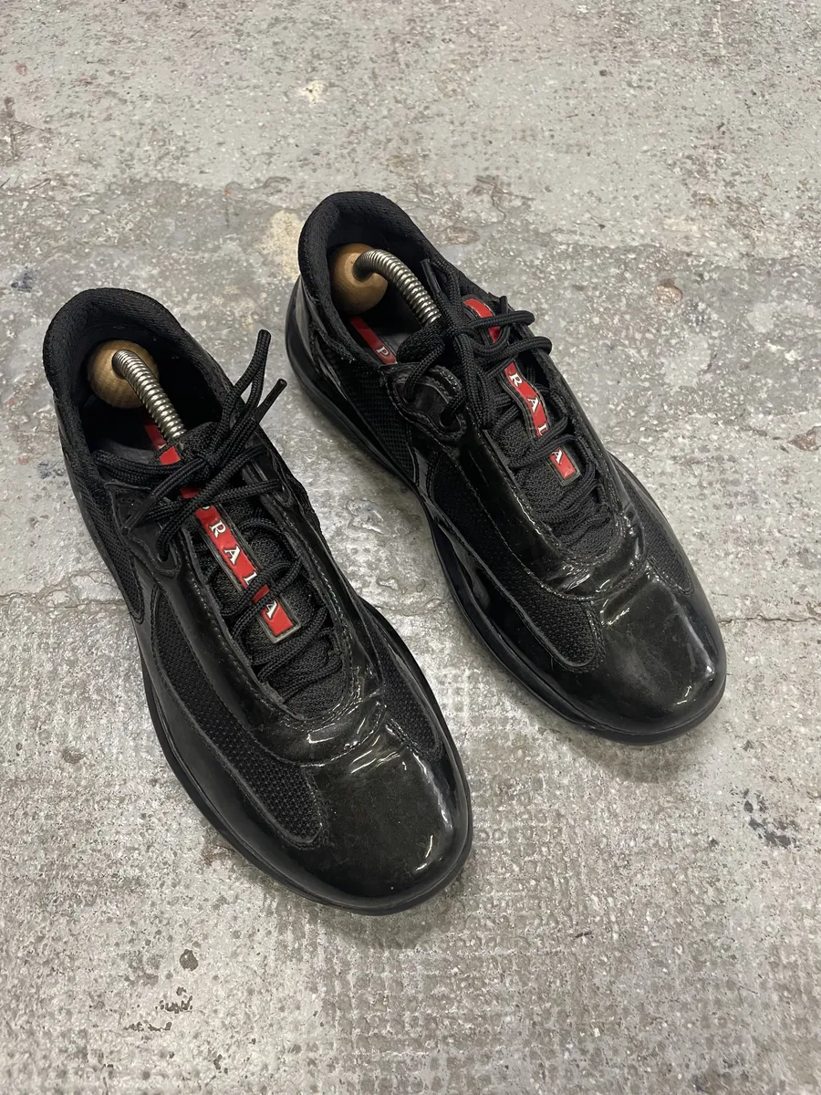 Prada America's Cup Dark Olive Satin Shoes - Image 2