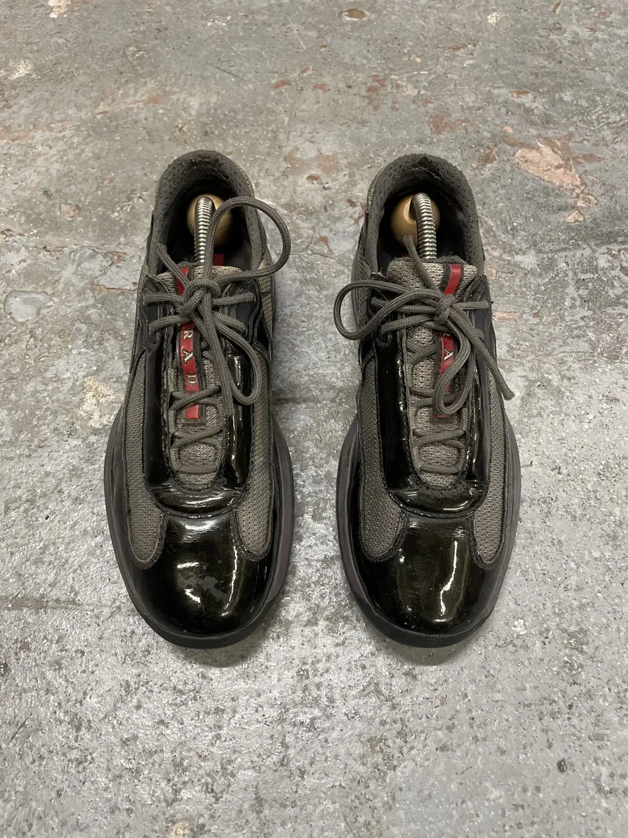 Prada Americas Cup Dark Satin Olive Shoes - Image 5
