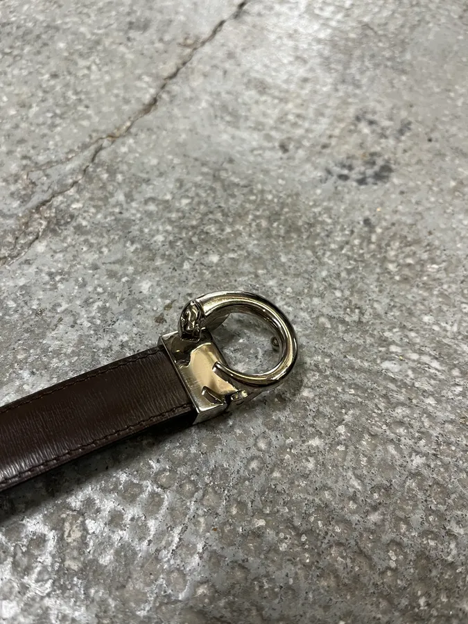 90s Cartier Panther Circular Metal Buck Black Belt - Image 4