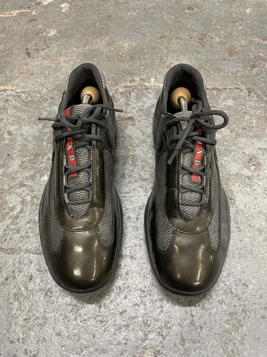 Prada America's Cup Olive Satin Shoes - Image 4
