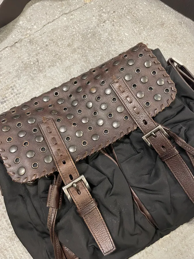 Prada Black Embellished Studded Shoulder Bag - Image 5